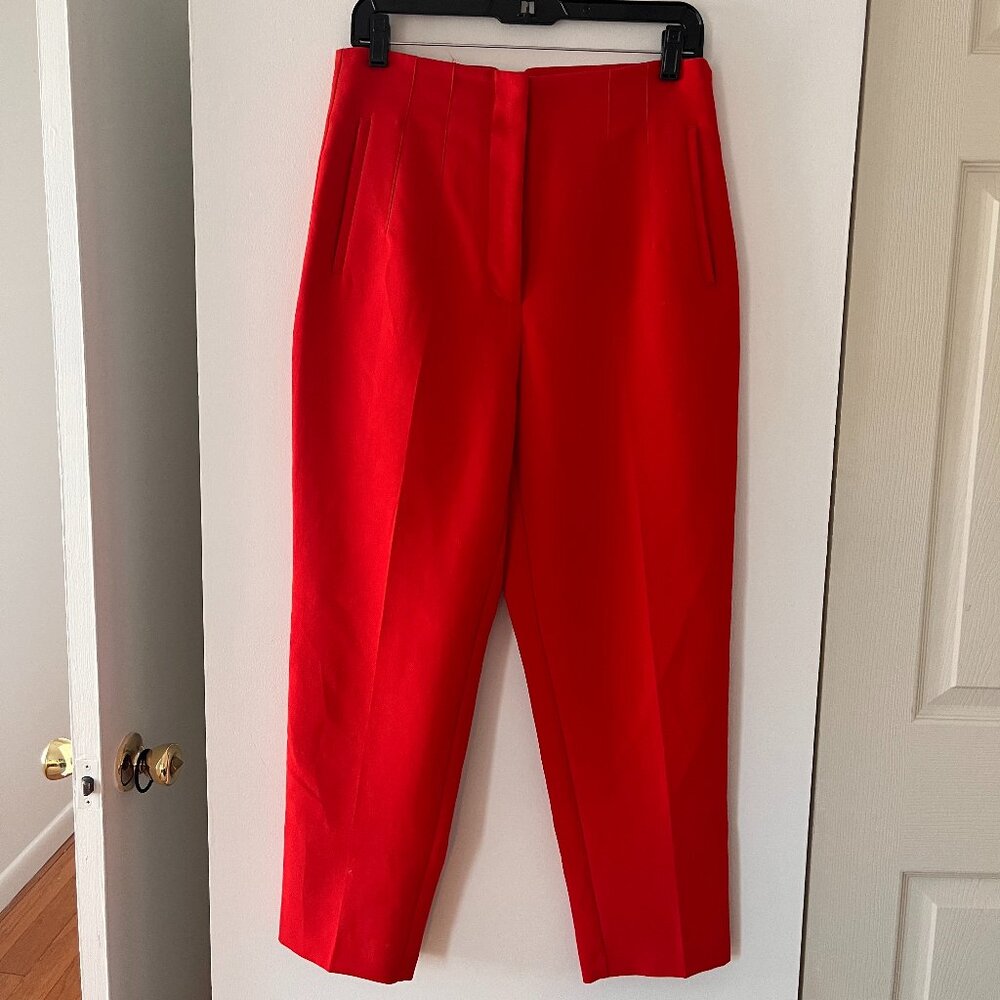 Zara High-Waisted Red Tailored Pants - Large